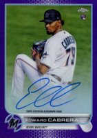 2022 Topps Chrome Rookie Autographs #RAEC Edward Cabrera Purple Refractor Baseball Card