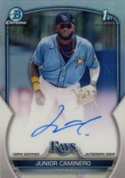 2023 Bowman Chrome Prospect Autographs #CPAJCR Junior Caminero Refractor Baseball Card