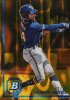 2022 Bowman Heritage Chrome Prospects #106 Jackson Chourio Gold Lava Refractor Baseball Card