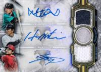 2020 Topps Triple Threads Historic Ties Triple Autographs Relics #IMO Hideki Matsui/Ichiro/Shohei Ohtani Baseball Card