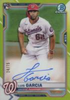 2021 Bowman Chrome Rookie Autographs #CRALG Luis Garcia Yellow Refractor Baseball Card