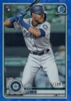 2020 Bowman Chrome #90 Kyle Lewis Blue Refractor Baseball Card
