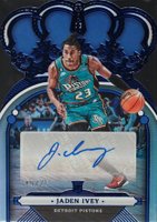 2022 Panini Crown Royale Rookie Crown Autographs #RCAJIV Jaden Ivey Blue Basketball Card