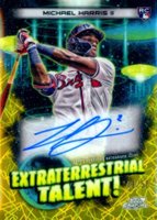 2023 Topps Cosmic Chrome Extraterrestrial Talent Autograph #MH Michael Harris II Gold Interstellar Baseball Card