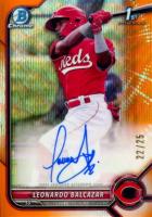 2022 Bowman Chrome Prospect Autographs #CPALB Leonardo Balcazar Orange Wave Refractor Baseball Card