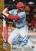 2020 Topps Chrome Rookie Autographs #RARAR Randy Arozarena Gold Wave Refractor Baseball Card