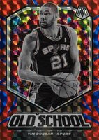 2019 Panini Mosaic Old School #20 Tim Duncan Reactive Blue Basketball Card