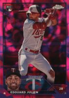 2023 Topps Chrome Update #USC79 Edouard Julien Magenta/Purple Lava Lamp Refractor Baseball Card