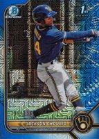 2022 Bowman Mega Box Chrome #79 Jackson Chourio Blue Refractor Baseball Card