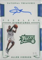 2017 National Treasures Peerless Signatures #AIV Allen Iverson Emerald Basketball Card