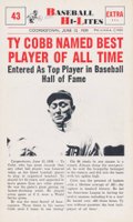 1960 Nu-Card Highlights #43 Ty Cobb named best player of All-Time Baseball Card