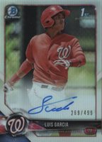 2018 Bowman Chrome Prospects Autographs #BCPALGA Luis Garcia Refractor Baseball Card