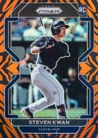 2022 Panini Prizm #51 Steven Kwan Tiger Stripes Prizm Baseball Card