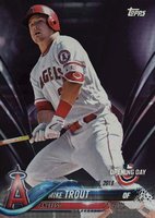 2018 Topps Opening Day #4 Mike Trout Batting-Purple Baseball Card