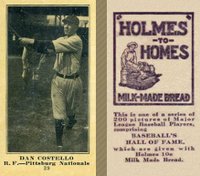 1916 Holmes for Homes Bread #39 Dan Costello Baseball Card