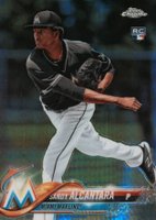 2018 Topps Chrome #128 Sandy Alcantara Prism Refractor Baseball Card