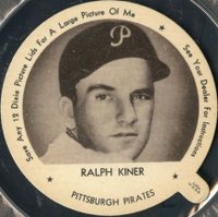 1953 Dixie Lids # Ralph Kiner Pittsburgh Baseball Card