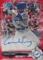 2017 Bowman Draft Chrome Draft Picks Autographs  #CDACW  Connor Wong Red Wave Refractor Baseball Card