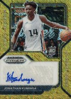 2021 Panini Prizm Draft Picks Sensational Signatures #SSJKU Jonathan Kuminga Gold Shimmer Prizm Basketball Card