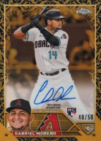 2023 Topps Gilded Collection Topps Chrome Gold Etch Autographs #CGAGMO Gabriel Moreno Blue Baseball Card