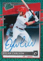 2020 Panini Donruss Optic Rated Prospects #RPSDC Dylan Carlson Signature-Green Mojo Baseball Card