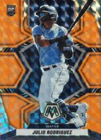 2022 Panini Mosaic #274 Julio Rodriguez Reactive Orange Baseball Card