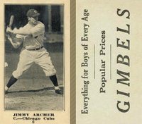 1916 Gimbels #6 Jimmy Archer Baseball Card