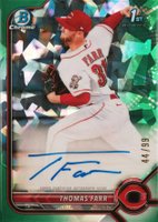 2022 Bowman Chrome Prospect Autographs #CPATF Thomas Farr Green Atomic Refractor Baseball Card