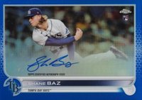 2022 Topps Chrome Rookie Autographs #RASB Shane Baz Blue Refractor Baseball Card