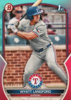 2023 Bowman Draft #BD106 Wyatt Langford Aqua/Pink Gradient Baseball Card