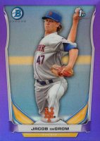 2014 Bowman Prospects  #BCP73 Jacob DeGrom Chrome-Purple Refractor Baseball Card
