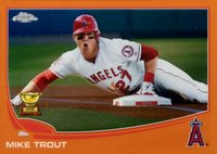 2013 Topps Chrome #1 Mike Trout Sliding-Orange Refractor Baseball Card