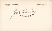 1999 Hall of Fame Autographs # Joe Tinker Index Card Baseball Card