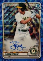 2020 Bowman Draft Chrome Draft Picks Autographs #CDATS Tyler Soderstrom Blue Wave Refractor Baseball Card