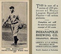 1916 Indianapolis Brewing #127 Geo. Moriarty Baseball Card