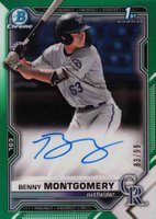 2021 Bowman Draft Chrome Draft Pick Autographs #CDABM Benny Montgomery Green Refractor Baseball Card