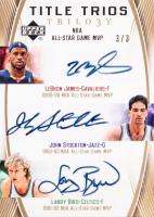 2006 Upper Deck Trilogy Title Trios Signatures #TTJSB John Stockton/Larry Bird/LeBron James Basketball Card