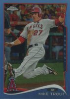 2014 Topps Chrome #1 Mike Trout Sliding-Blue Refractor Baseball Card