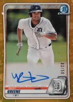 2020 Bowman Chrome Prospect Autographs #CPARG Riley Greene Gold Refractor Baseball Card