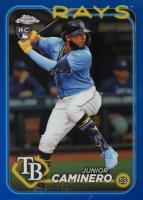 2024 Topps Chrome #213 Junior Caminero Blue Refractor Baseball Card
