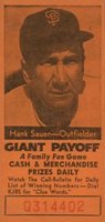 1958 San Francisco Call-Bulletin Giants # Hank Sauer Baseball Card