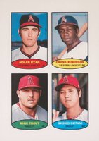 2023 Topps Heritage 1974 Topps Baseball Stamps # Frank Robinson/Mike Trout/Nolan Ryan/Shohei Ohtani Baseball Card