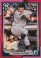 2024 Bowman Chrome #15 Austin Wells Fuchsia Refractor Baseball Card