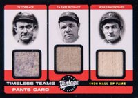 2002 Upper Deck Vintage Timeless Teams Combos #HOF36 Babe Ruth/Honus Wagner/Ty Cobb Baseball Card