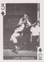 1969 Globe Imports Playing Cards # Juan Marichal 3 of Diamonds Baseball Card