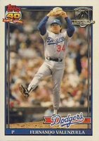 1991 Topps Desert Shield #80 Fernando Valenzuela Baseball Card