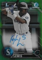 2016 Bowman Draft Chrome Draft Picks Autographs #CDAKL Kyle Lewis Green Refractor Baseball Card