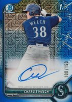 2022 Bowman Chrome Prospect Autographs #CPACW Charlie Welch Hta Choice Refractor Baseball Card