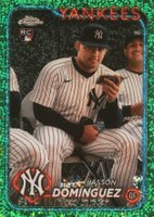 2024 Topps Chrome #89 Jasson Dominguez Variation-Green Speckle Refractor Baseball Card