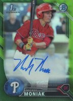 2016 Bowman Draft Chrome Draft Picks Autographs #CDAMM Mickey Moniak Green Refractor Baseball Card